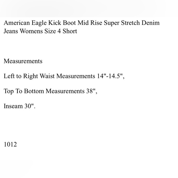 American Eagle 🦅 kickboot denim midrise super stretch size 4 jeans NWT - Picture 7 of 7